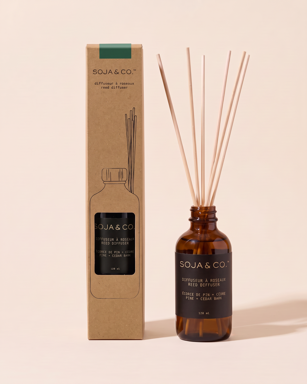Diffuseur à roseaux Écorce de pin + Cèdre Soja&Co Reed Diffuser Pine + Cedar Bark