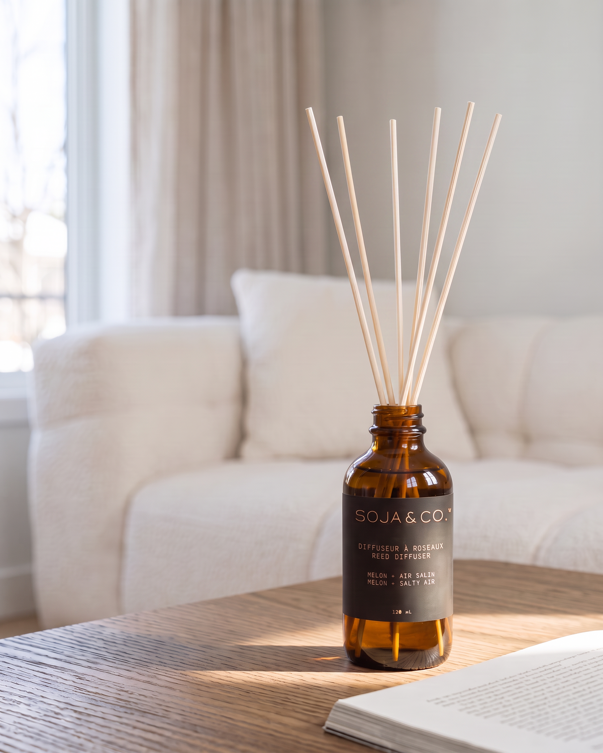 Diffuseur à roseaux Melon & Air Salin Soja&Co Melon & Salty Air Reed Diffuser