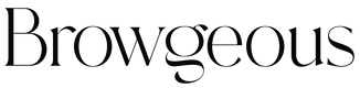 The black logo 'Browgeous' in a decorative font on a transparent background
