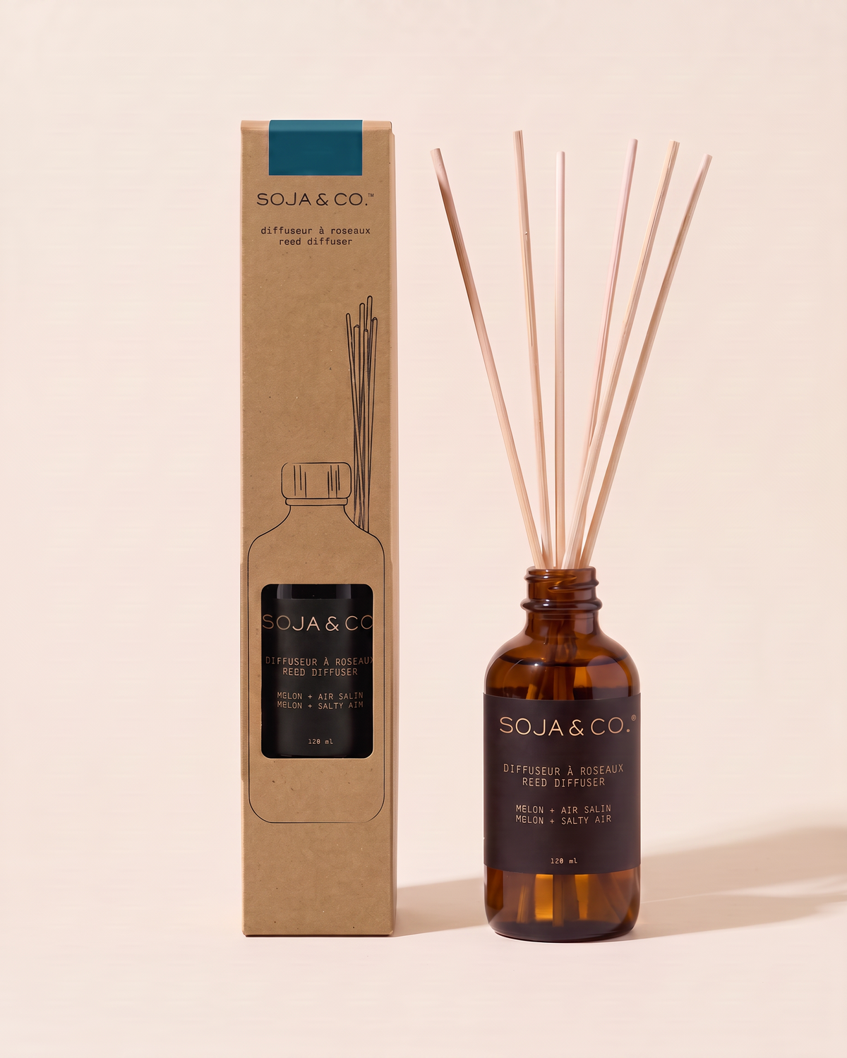 Diffuseur à roseaux Melon & Air Salin Soja&Co Melon & Salty Air Reed Diffuser