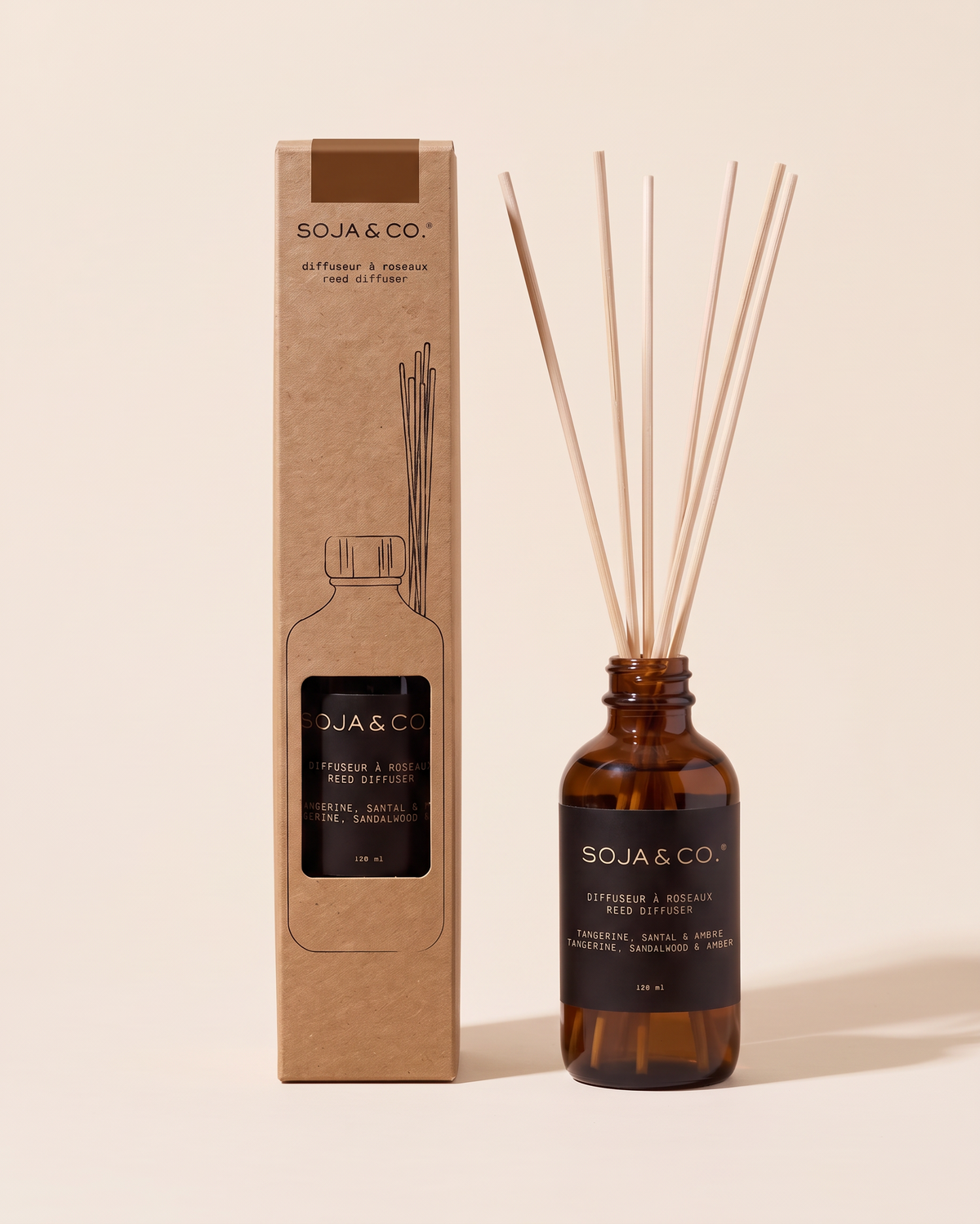 Chandelle parfumée en cire de soya Tangerine, Santal & Ambre de Soja&Co Tangerine, Sandalwood, Ambre Soy Candle
