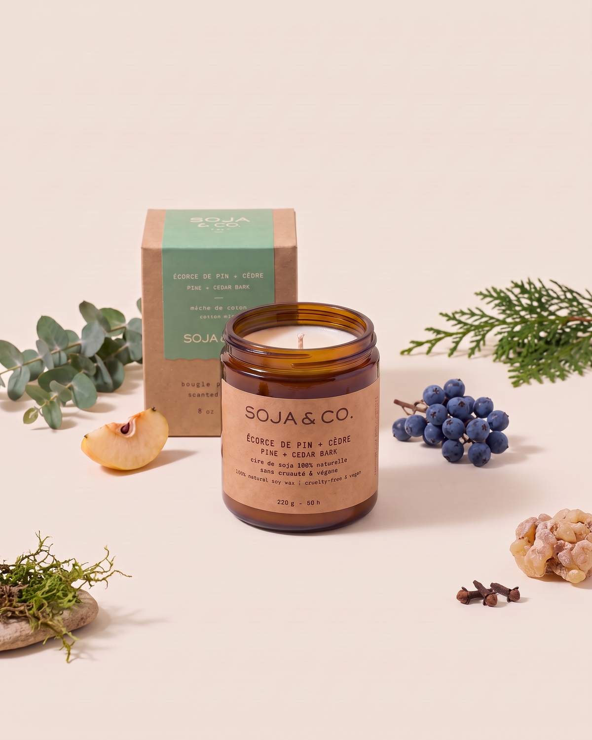 Bougie de soya Écorce de Pin & Cèdre Soja&Co Pine & Cedar Bark Soy Wax Candle