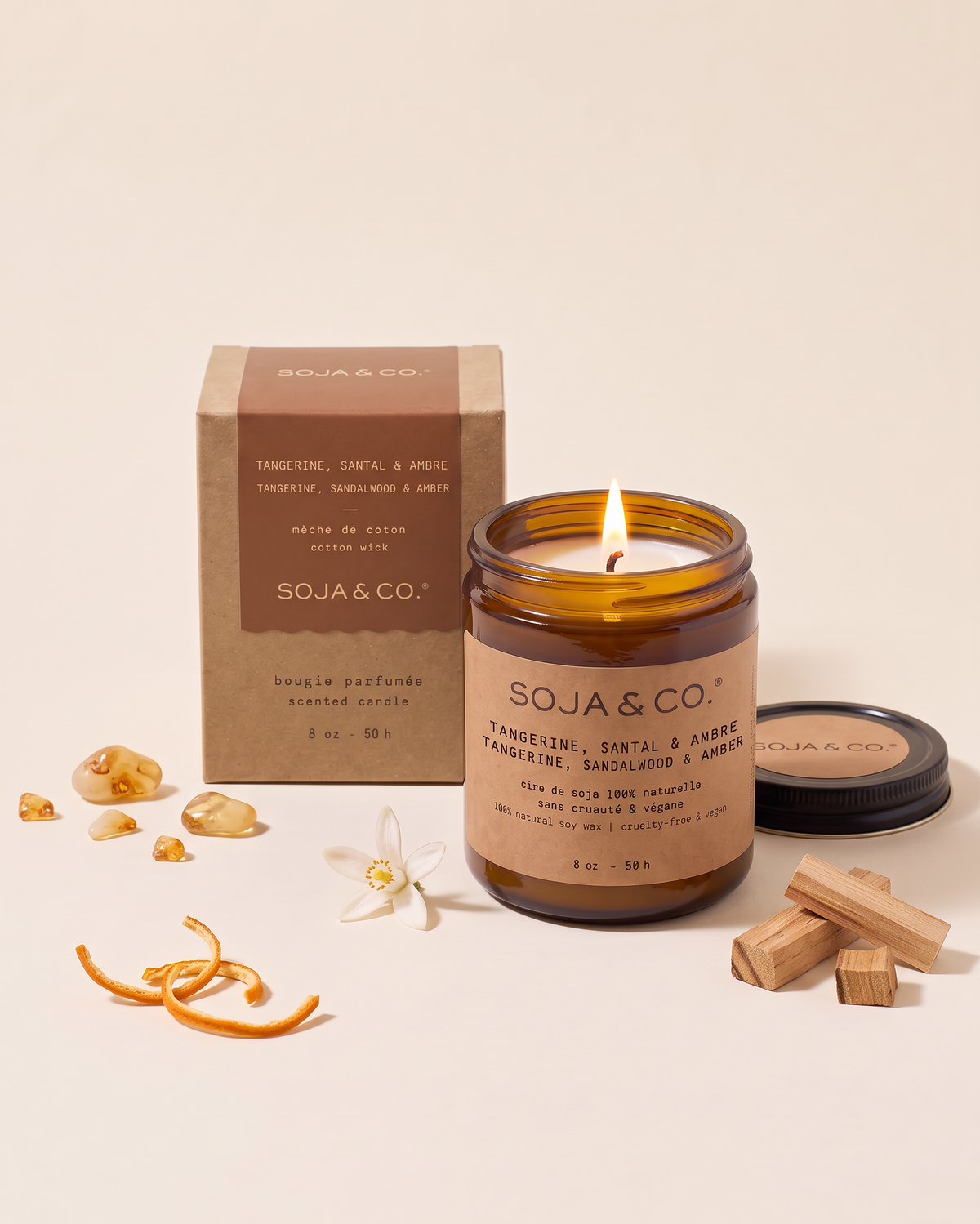 Bougie Tangerine, Santal & Ambre Soja&Co Tangerine, Sandalwood, Ambre Candle