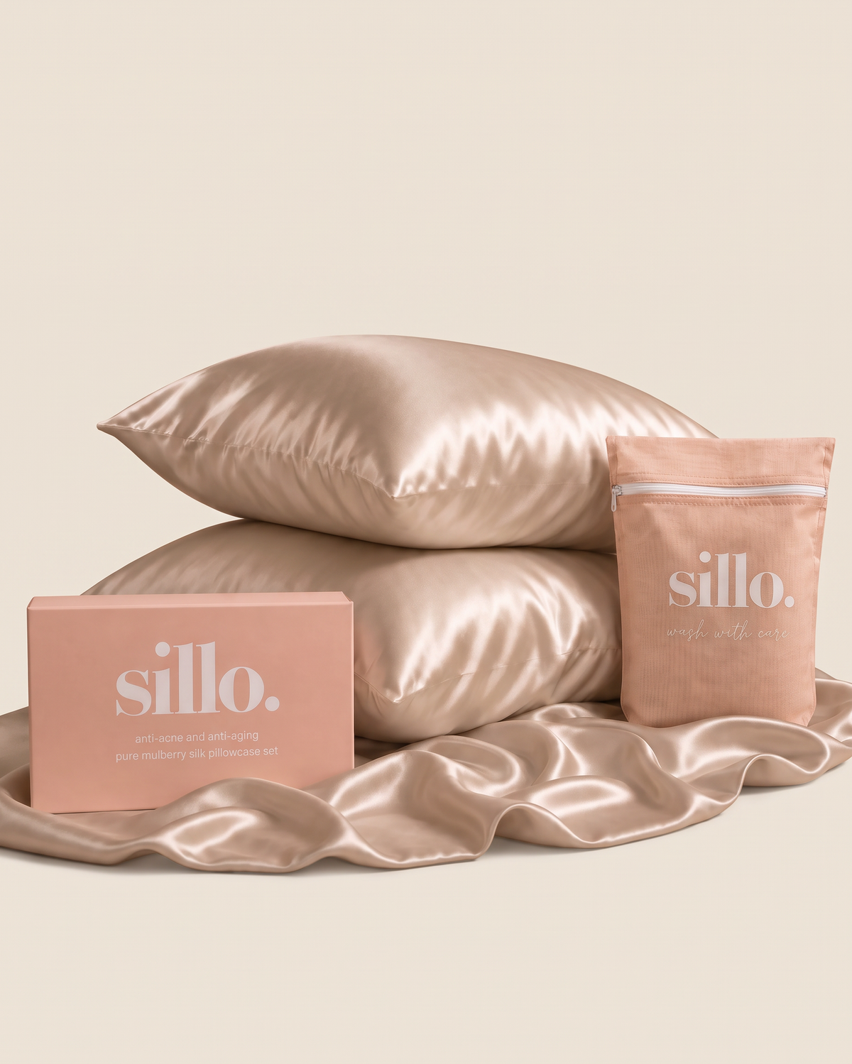 Taies d'oreiller en soie de mûrier Sillo 22 momme pure mulberry silk pillowcases for skin and hair