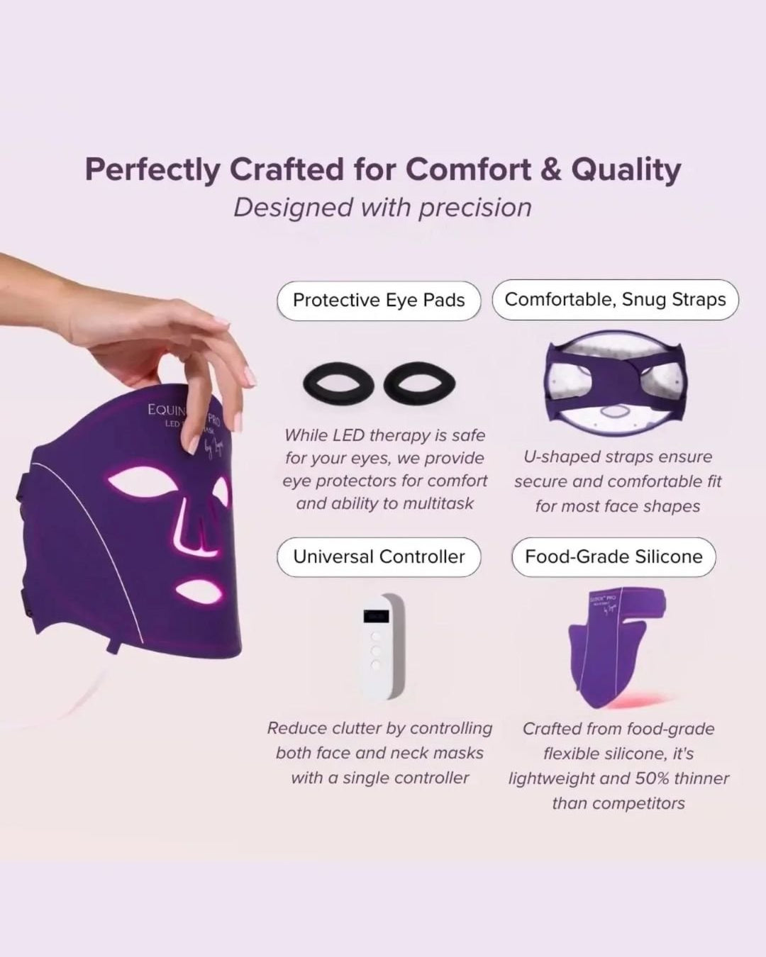 Masque luminothérapie pour le visage, LED face mask light therapy Equinox Pro Luyors