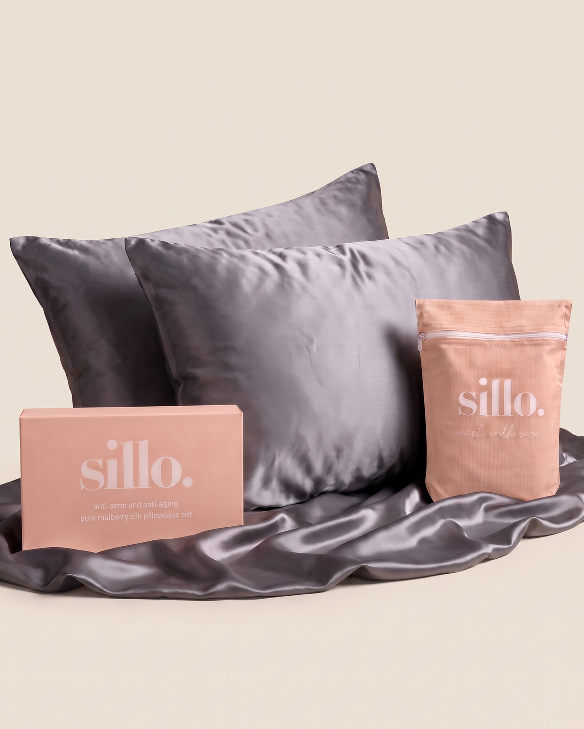 Taies d'oreiller en soie de mûrier Sillo 22 momme pure mulberry silk pillowcases for skin and hair