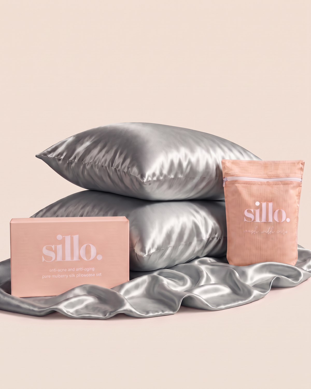 Taies d'oreiller en soie de mûrier Sillo 22 momme pure mulberry silk pillowcases for skin and hair