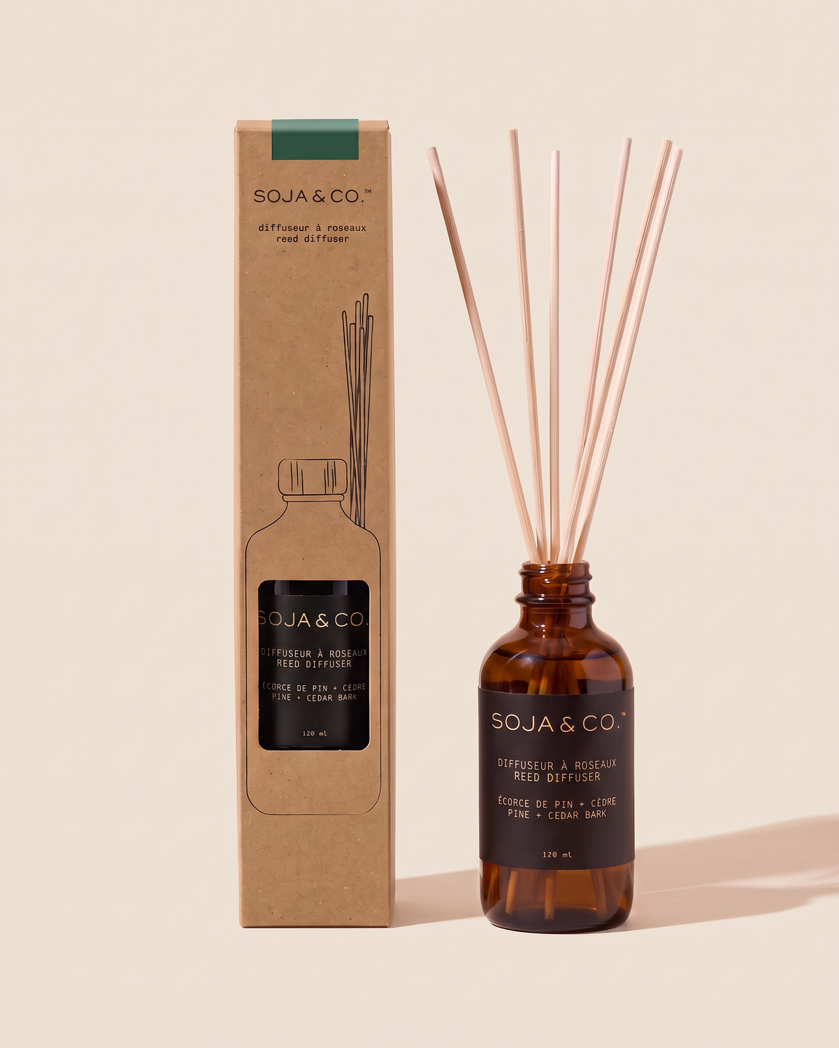 Diffuseur à roseaux Écorce de pin + Cèdre Soja&Co Reed Diffuser Pine + Cedar Bark