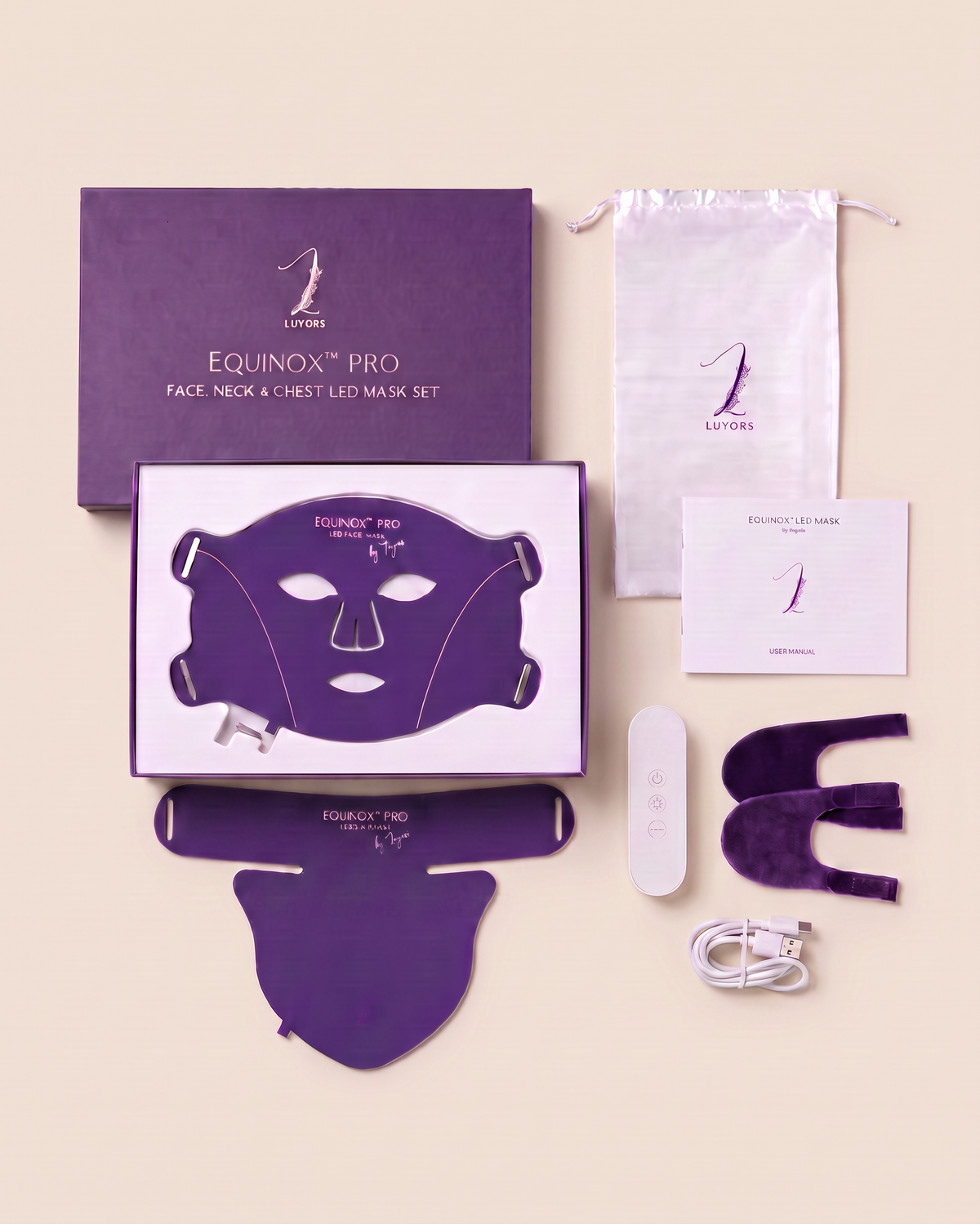 Masque luminothérapie pour le visage, cou et poitrine. LED face, neck and chest mask light therapy Equinox Pro Luyors