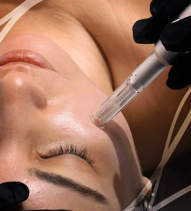 Microneedling du visage à Laval chez Browgeous Esthétique. Soin facial réalisé avec micro-aiguilles